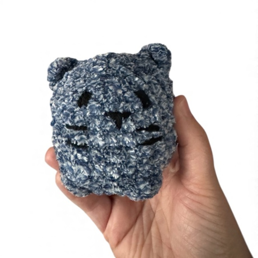Blue Knitted Cat Plush